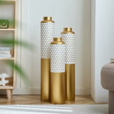 Floor metal vase modern style decoration droplet shaped white metal vase 3-piece set gorgeous W2796P290484
