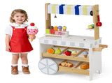 2-in-1 Wooden Grocery Store & Ice Cream Cart Playset with Accessories 95834899