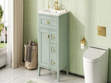 "24'' Green Bathroom Vanity with Sink, MDF & Rubberwood Construction, 3 Drawers & Cabinet with N725P448529F