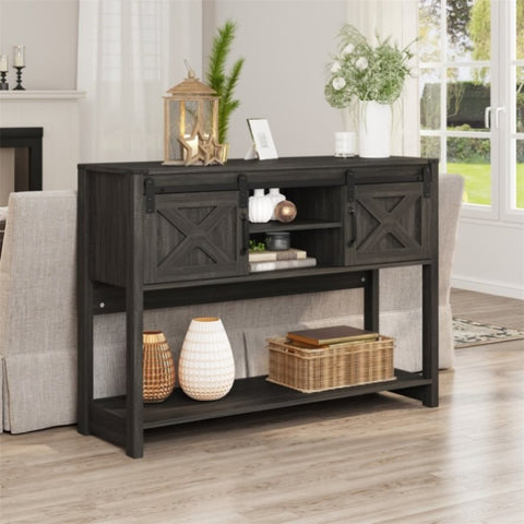 ZUN Grey Adjustable Entryway Tall Narrow Storage With Doors And Shelves Wooden Entry Side W1828P178695