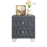 Elegant Velvet Nightstand with 2 Drawers and Crystal Handle, Storage Bedside Table with N733P210398E