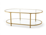 2-Tier Oval Coffee Table, 37.8" x 19.7" x 18.1", Tempered Glass Tabletop & 13436902