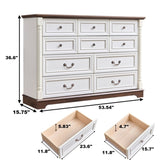 10 Drawer Dresser Chest for Bedroom with Wooden Base and Riser Trim, Wooden Rustic Rustic Chest of W2393P276633