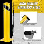 ZUN Safety Bollard Post, 48 Inch Height Steel Bollards, 4.5 Inch Diameter Parking Bollard, Yellow Powder 36364100