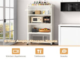 5-Tier Rolling Microwave Stand Flip Dust-Proof Doors 4 Casters with Brakes Kitchen Storage Rack 71337506