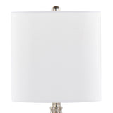 Belle 20" Contemporary Glass Accent Lamp in Clear Wrinkle Glass, Brushed Nickel and White Linen B202P224027
