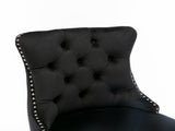 Contemporary Velvet Upholstered Barstools with Button Tufted Decoration and Wooden Legs, and Chrome W1143P177253