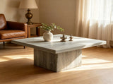 Gray Wood Grain Center Table Square Coffee Table with 1.6" Thick Sturdy Tabletop 19400156