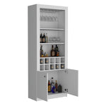 ZUN Nero 74-Inch Tall Bar Cabinet 4-Tier Modern Bar Cabinet with Glass Holder Stemware Rack, Wine B200P188834