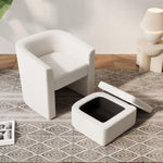 ZUN Accent chair white sofa chair one set, modern living room side chair, single sofa chair, footstool W1727P240730