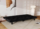 Sofa-to-Bed Evolution 66" Black Velvet Sofa Bed Transforms Seamlessly, Ideal for Family Living W3371P302156