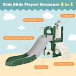 ZUN Kids Slide Playset Structure 5 in 1, Spaceship Set with Slide, Telescope and Basketball Hoop, Golf 03709127