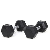 25LB HDRS Rubber Coated Solid Cast Iron Dumbbell with Contoured Chrome Handle, Hexagon 51037184
