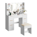 White particleboard with a melamine finish, 7 drawers, 4 shelves, a dressing table set with 10 62304940