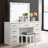 Glossy White Vanity Stool with Padded Seat B062P153876