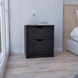 Basilea 2 Drawers Nightstand , End Table, Side Table Pull Out System -Black B07092138