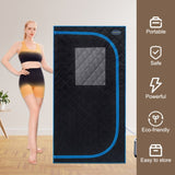 Portable Black Full Size Steam Sauna tentPersonal Home Spa, with Steam Generator, Remote Control, W782109843