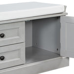 ZUN TREXM Storage Bench with 2 Drawers and 2 Cabinets, Shoe Bench with Removable Cushion for Living WF288172AAE