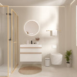 VELA 36 Inch White Wall Mounted Bathroom Vanity with Integrated Acrylic Sink, 2 Soft-Close Drawers, W3235P327598