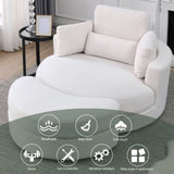 Welike Swivel Accent Barrel Modern Sofa Lounge Club Big Round Chair with Storage Ottoman W83469823