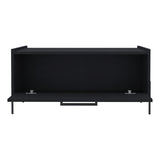 ZUN Coffee Table 15.6" H, 1 shelf, 4 legs, Black B097P250877