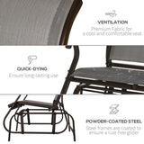 2-Person Outdoor Glider Bench,Patio Glider Loveseat Chair with Powder Coated Steel Frame,2 Seats W2225142508