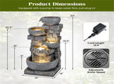 5-Tier Cascading Water Fountain with 24 LED Lights Gray Resin Outdoor Water Feature 00486883