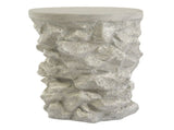 Grey Round Faux Stacked Stone MGO Side Table, Pre-Assembled Non-KD Accent End Table, 80 LBS Weight N770P473008G