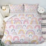 Rainbow Pattern Comforter Set for Women Pink and Yellow Rainbow Star Comforter 3 Piece with 2 Pillow 37361918