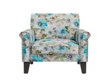 Barnet Accent Chair in Pastel Blue and Gray Floral with Solid Wood Legs B127P495064