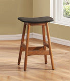 Solid Wood Walnut Finish Counter Height Stools Set of 2 Dark Brown Faux Leather Seat Mid-Century B011P172707