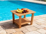 Wood Side Table, Minimalist Wood-Grain Imitation Wood Side Table for Pool Beach Patio Lawn Teak 71324896