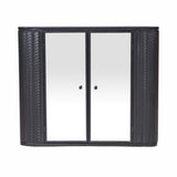 Black Wall-Mounted Bathroom Cabinet with Mirror, 2 Mirrored Doors & Open Shelf, Farmhouse Metal W3122P272846