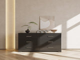 6 Drawer Double Dresser for Bedroom, Wide Storage Cabinet for Living Room Home Entryway, Black 37321559