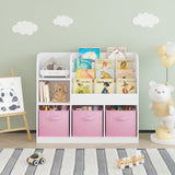 Kids Bookcase and Bookshelf, Multifunctional Bookcase with 3 Collapsible Fabric Drawers, Bookcase W808P242198