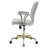 ZUN Vintage White and Chrome Swivel Office Chair B062P186452