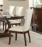 Modern Traditional Side Chairs Set of 2 Off-White Fabric Upholstered Back Seat Nailhead Trim Dark B011P168820