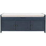 ZUN Storage Bench with 3 Shutter-shaped Doors, Shoe Bench with Removable Cushion and Hidden Storage 51949526