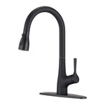 ZUN Single Handle Pull Down Kitchen Sink Faucet Matte Black JYBC941MB