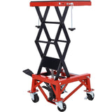 300 lbs Hydraulic Motorcycle Scissor Jack Lift Foot Step Wheels for Small Dirt Bikes,red color W46577206