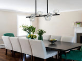 29.53" Modern Crystal Chandelier for Dining Room, 8-Light Black Pendant Lightsfor Kitchen Island 03316724