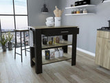Cala Kitchen Island 40, Two Shelves, One Drawer, Four Legs -Black / Light Oak B07092028
