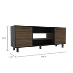 ZUN Kaia Tv Stand for TV´s up 55", Four Shelves, Three Shelves -Black / Pine B20092087