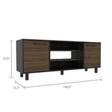 ZUN Kaia Tv Stand for TV´s up 55", Four Shelves, Three Shelves -Black / Pine B20092087