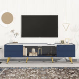 ZUN U-Can Modern TV Stand with LED lights for TVs up to 80 Inches, Entertainment Center with 4 Drawers WF530173AAM