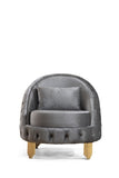 Chair with Fabric button-tufted velvet upholstery Finish in Grey 698781389249