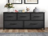 5 Drawer Dresser Fabric, Wide Chest Of Drawers With Wood Top for Living Room,,Hallway,Black 86752204