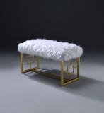 Bagley II White Faux Fur & Gold Finish Bench B2726P278575