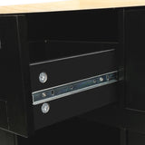 Kitchen Cart with Rubber wood Drop-Leaf Countertop ,Cabinet door internal storage racks,Kitchen WF298028AAB