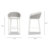 Rowan 27.5" Rope Barrel Low Back Patio Counter Stool, Set of 2, Optic White Acrylic B2719P245992